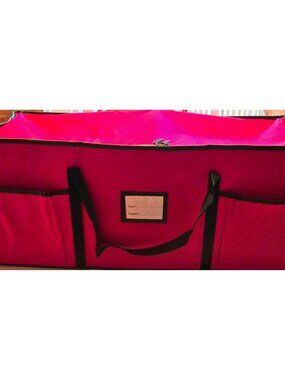 Large Red Ornament Storage Bag Handles Pockets Zipper Closure 24.4"x12.6"x12.2"
